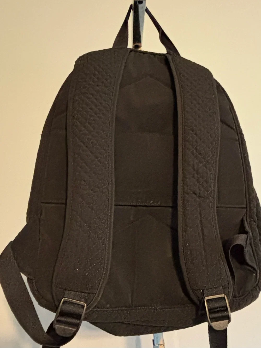 Vera Bradley Womens Iconic Campus Black Quilted Adjustable Strap Zipper Backpack